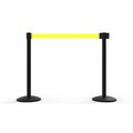 Banner Stakes QLine Retractable Belt Barrier X2, Black Post, Blank Yellow Belt, 2PK AL6204B